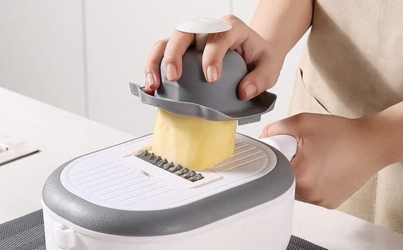 11-in-1 Multifunctional Fast Vegetable Slicer with Strainer Color White-Grey